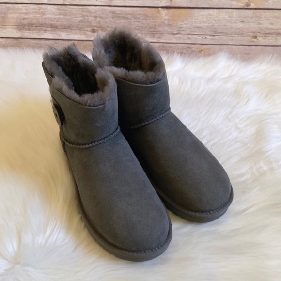 UGG Grey Mini Bailey Button II Boots - Picture 4 of 8